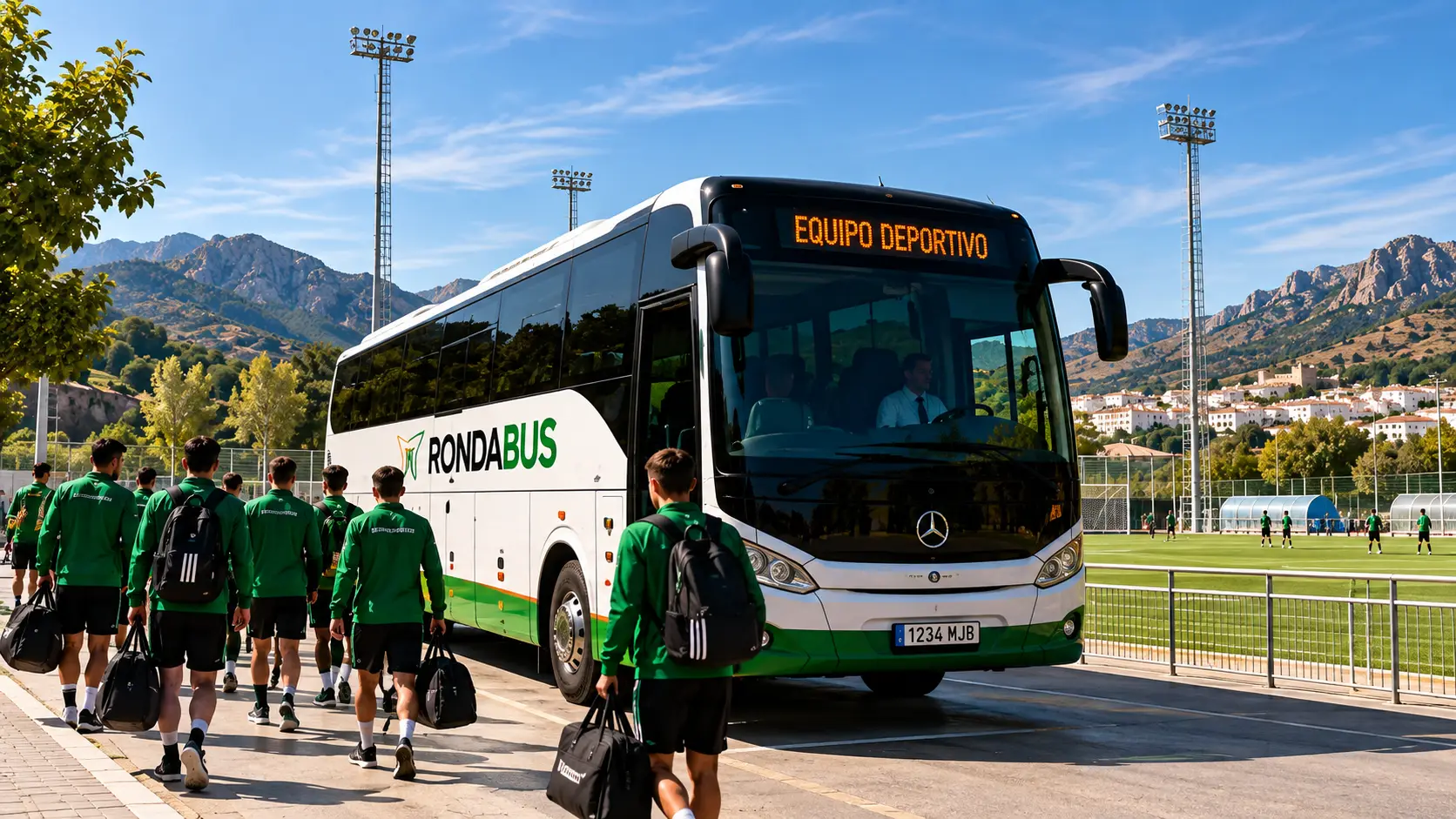 Rondabus coach transporting a sports team in Ronda