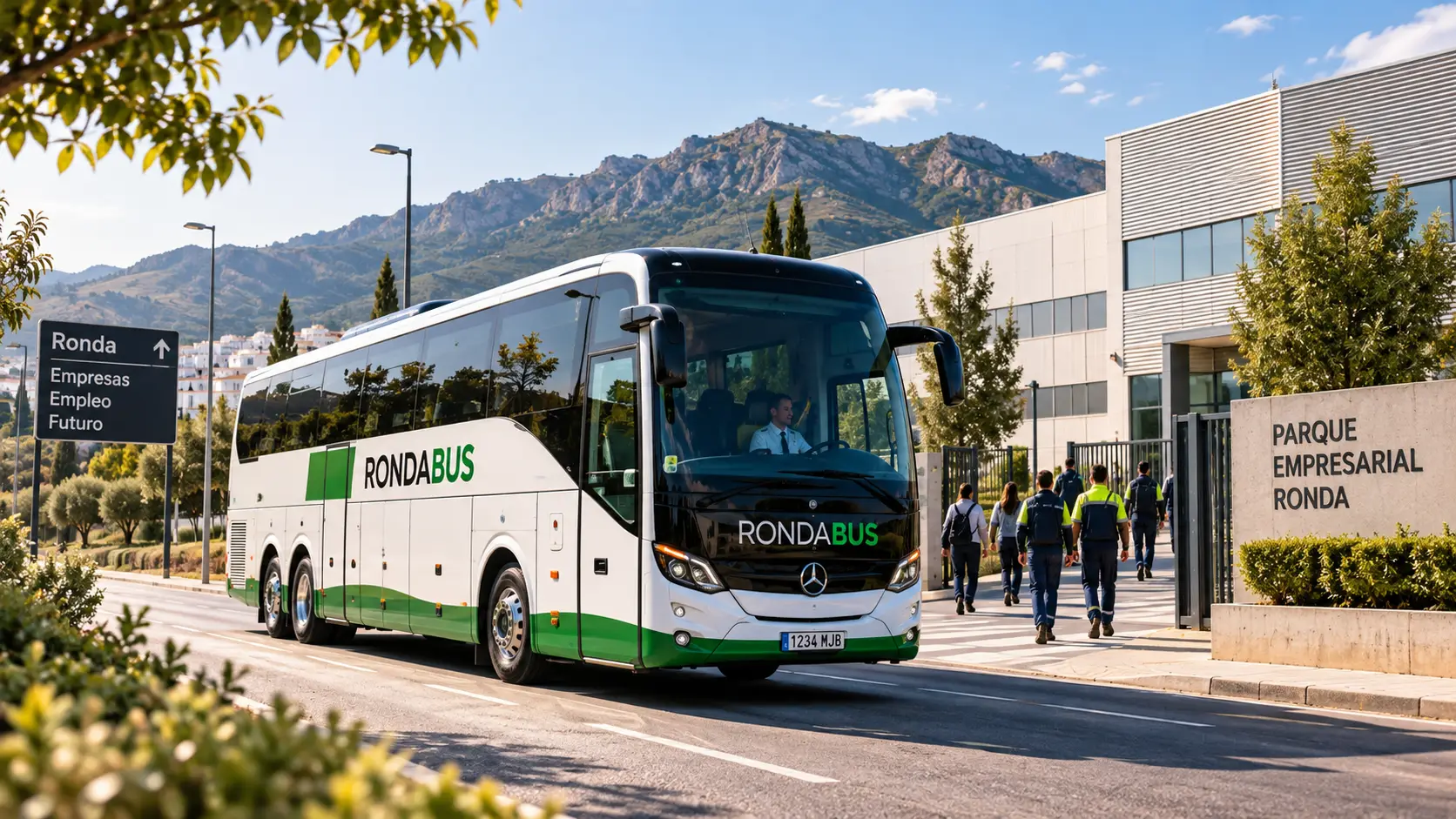 Rondabus coach providing employee transport in Ronda